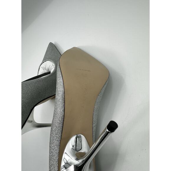 Good American Emma Silver Glitter Pumps Heels Women’s 8.5 Pointed Toe - Picture 14 of 16